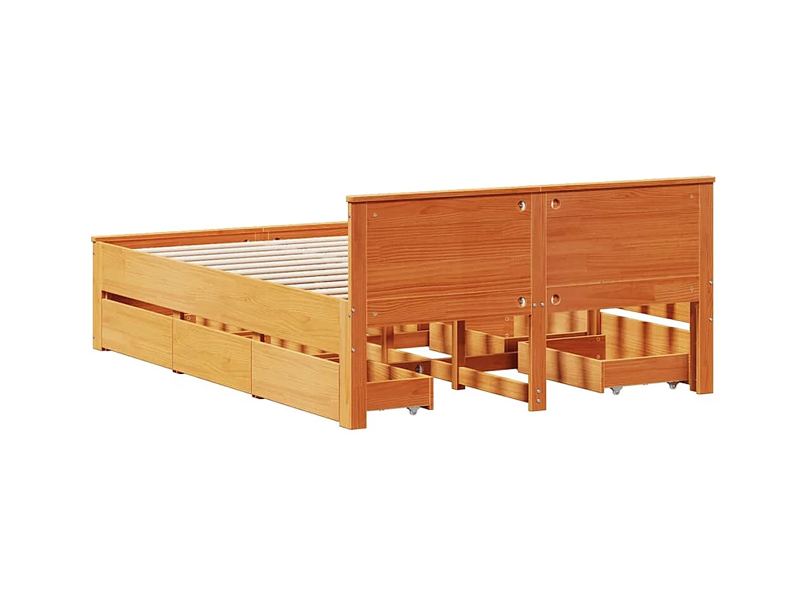 Cadre de lit sans matelas avec tête de lit brun cire 140x190 cm