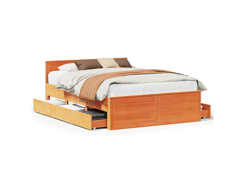 Giroletto senza Materasso con Testata Marrone Cera 140x190 Pino