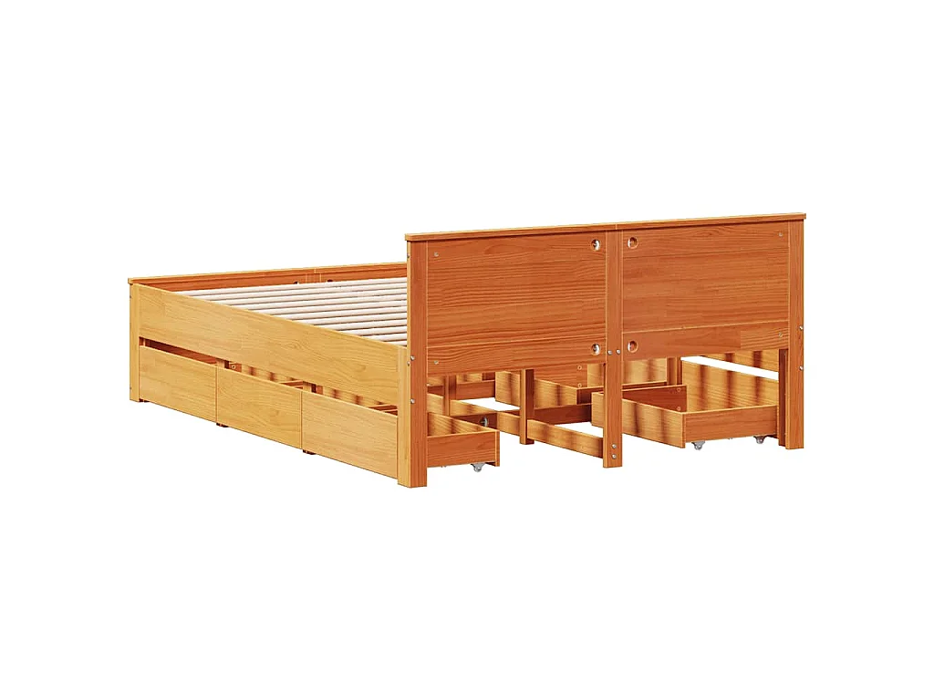 Giroletto senza Materasso con Testata Marrone Cera 140x190 Pino