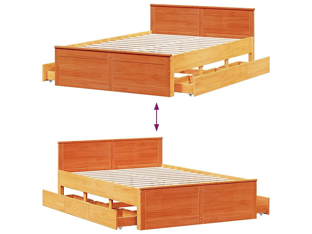 Giroletto senza Materasso con Testata Marrone Cera 140x190 Pino