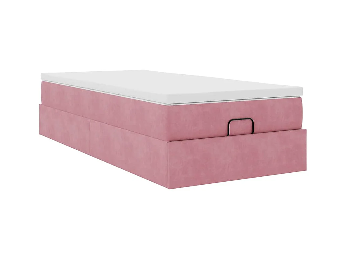 Ottoman-Bett mit Matratze Rosa 100x200 cm Samt