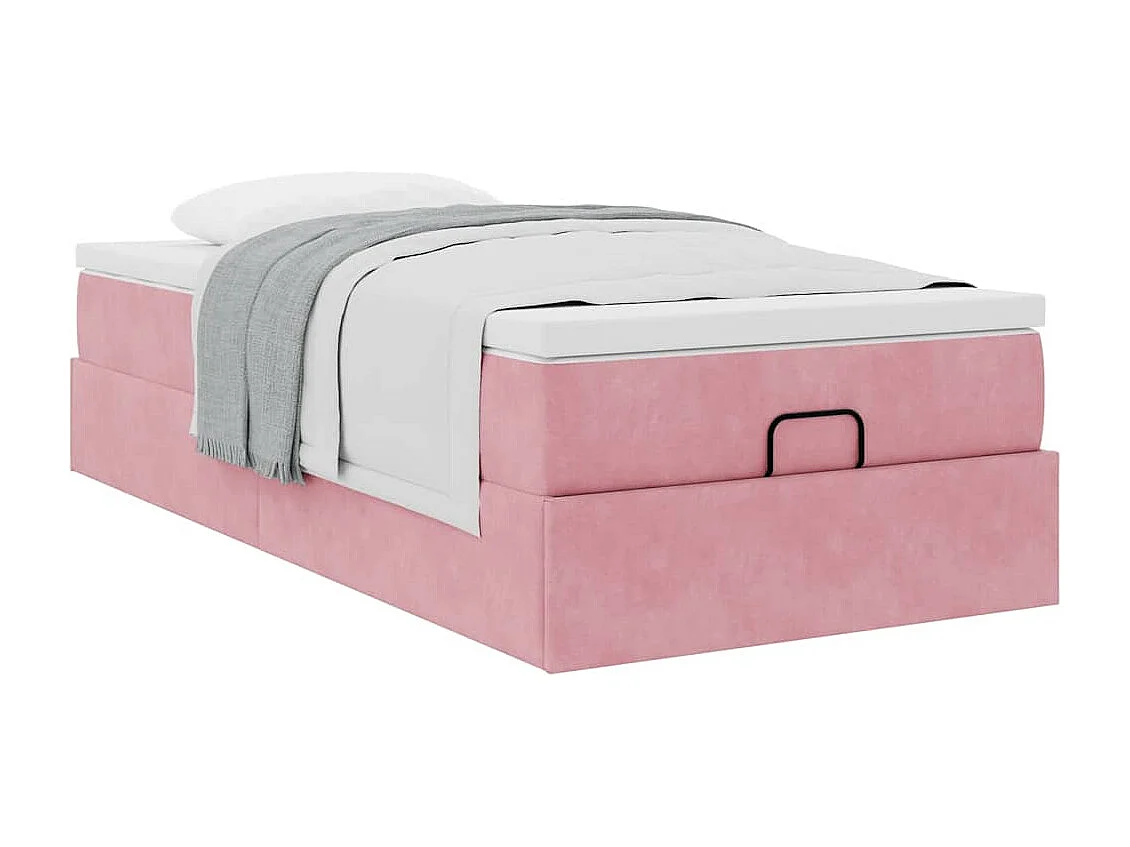 moldura de cama otomana  com colchão rosa 100x200cm veludo