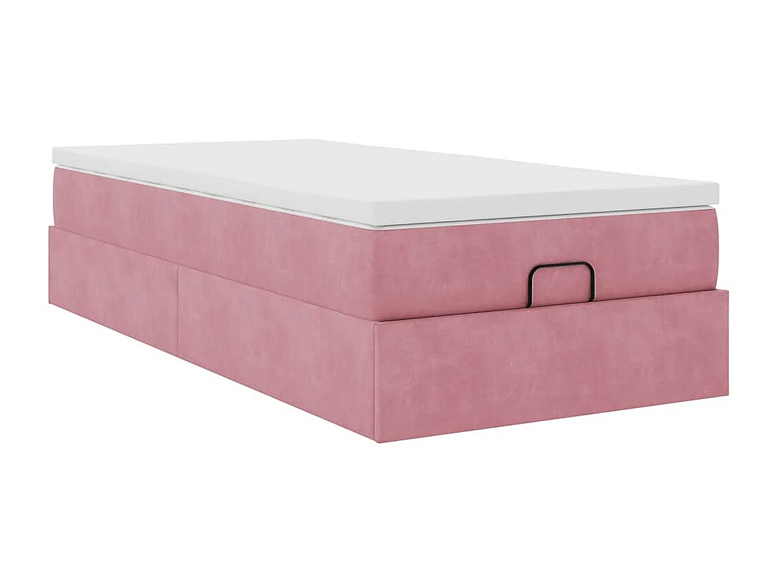 Estructura de cama otomana colchón terciopelo rosa 100x200cm