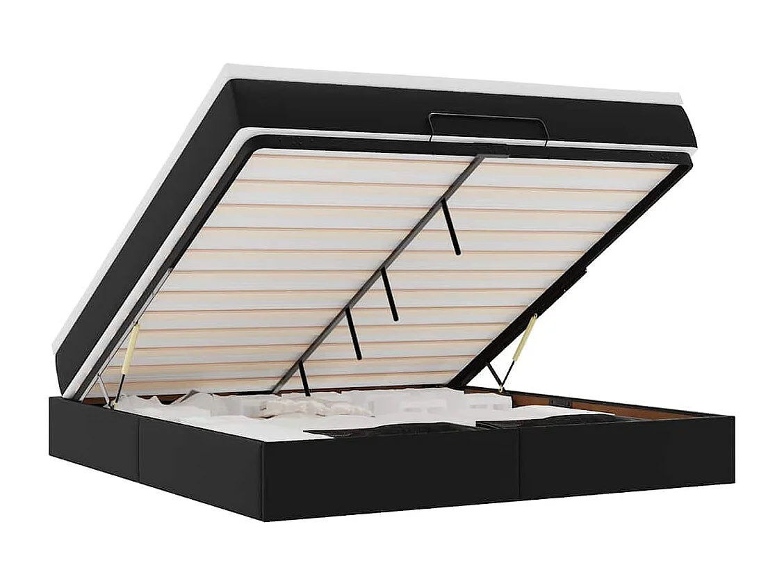 Ottoman bed met matras 180x200cm kunstleer zwart