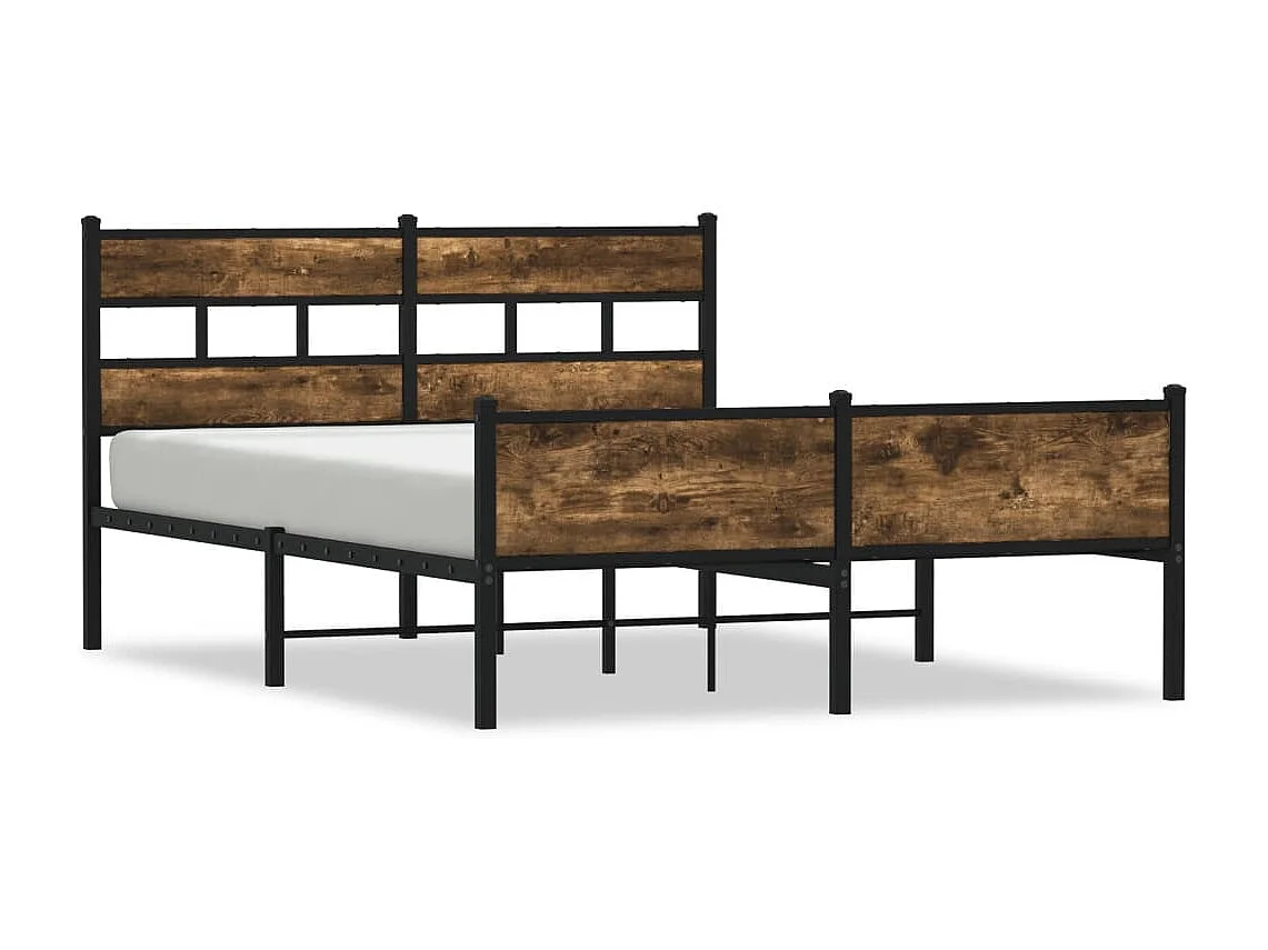 Cadre de lit en métal sans matelas chêne fumé 160x200 cm