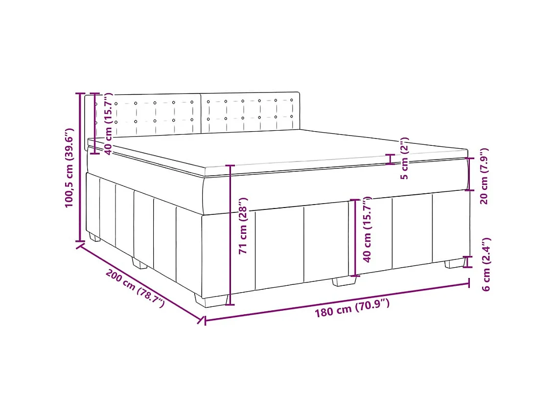 Boxspring met matras stof taupe 180x200 cm