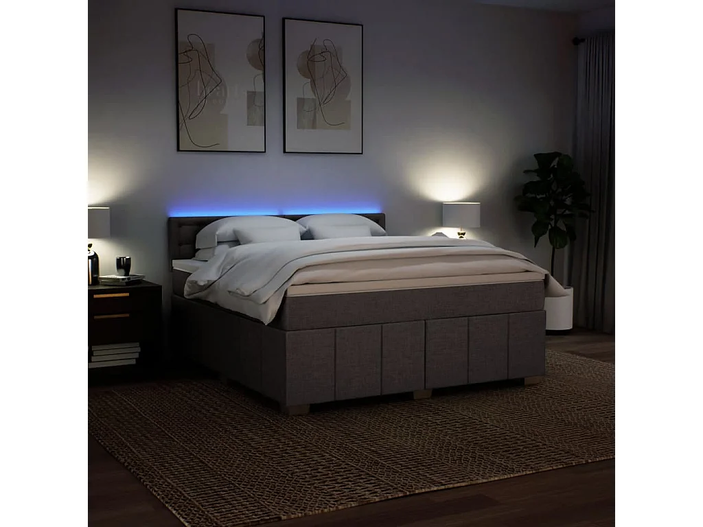 Boxspring met matras stof taupe 180x200 cm