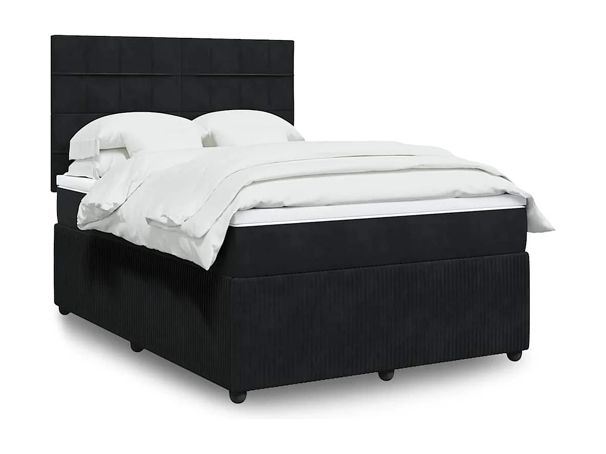Boxspringbett mit Matratze Schwarz 140x190 cm Samt