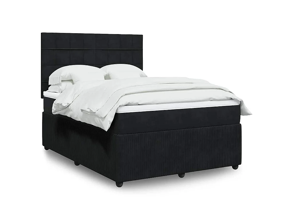 Cama com molas/colchão 140x190 cm veludo preto