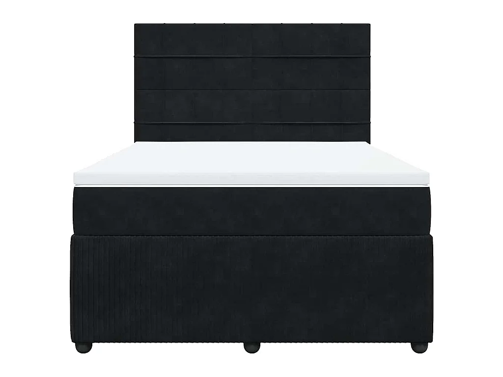 Giroletto a Molle con Materasso Nero 140x190 cm in Velluto