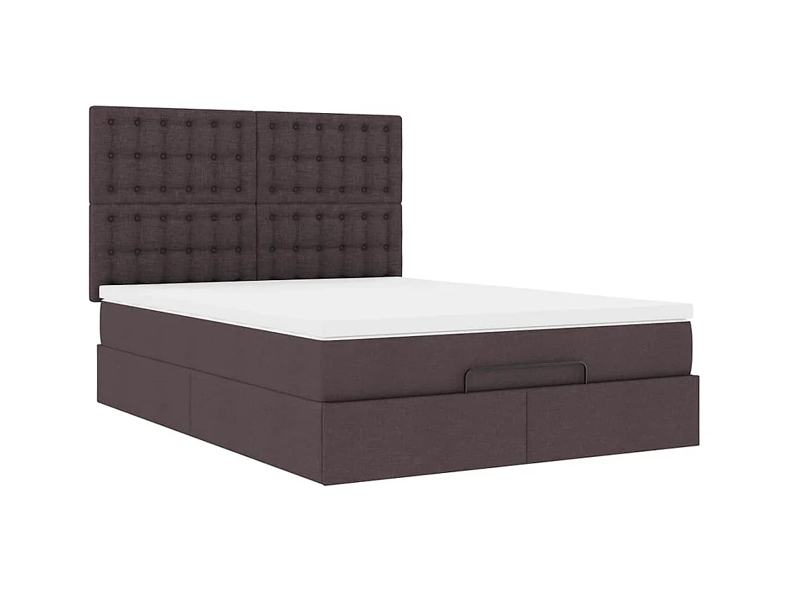 Ottoman-Bett mit Matratze & LEDs Dunkelbraun 140x200 cm Stoff