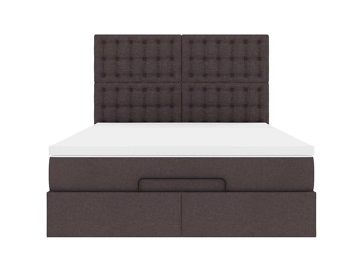 Ottoman bed met matras en LED's 140x200cm stof donkerbruin