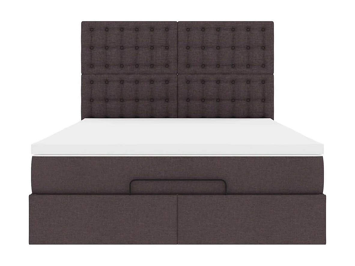 Ottoman bed met matras en LED's 140x200cm stof donkerbruin
