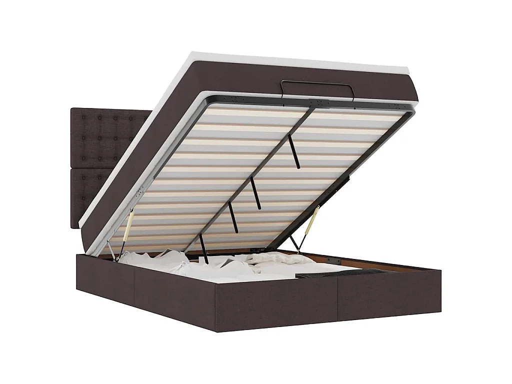 Ottoman bed met matras en LED's 140x200cm stof donkerbruin