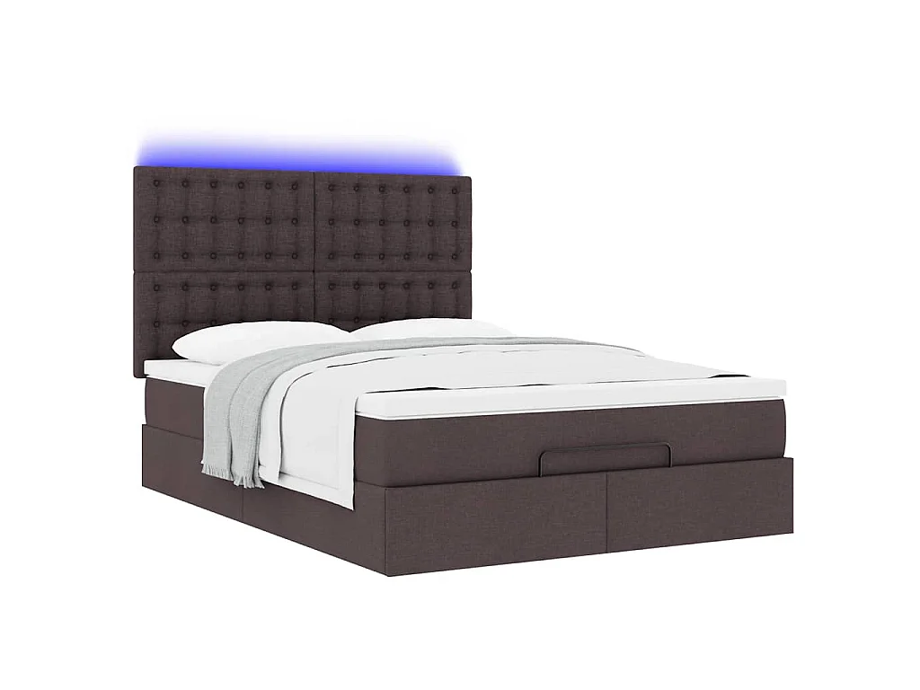 Ottoman bed met matras en LED's 140x200cm stof donkerbruin