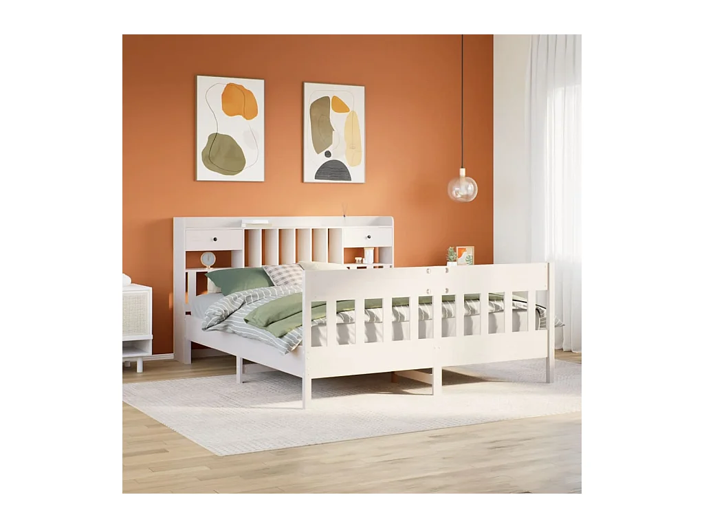 Giroletto senza Materasso Bianco 180x200 cm Legno Massello Pino