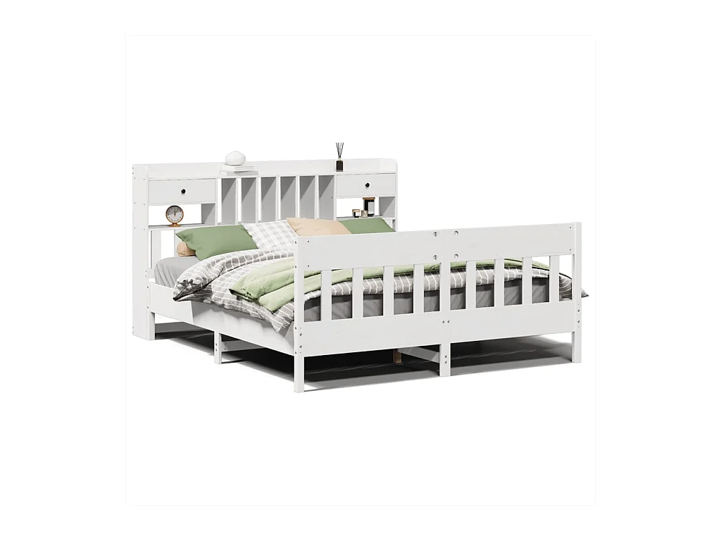 Giroletto senza Materasso Bianco 180x200 cm Legno Massello Pino