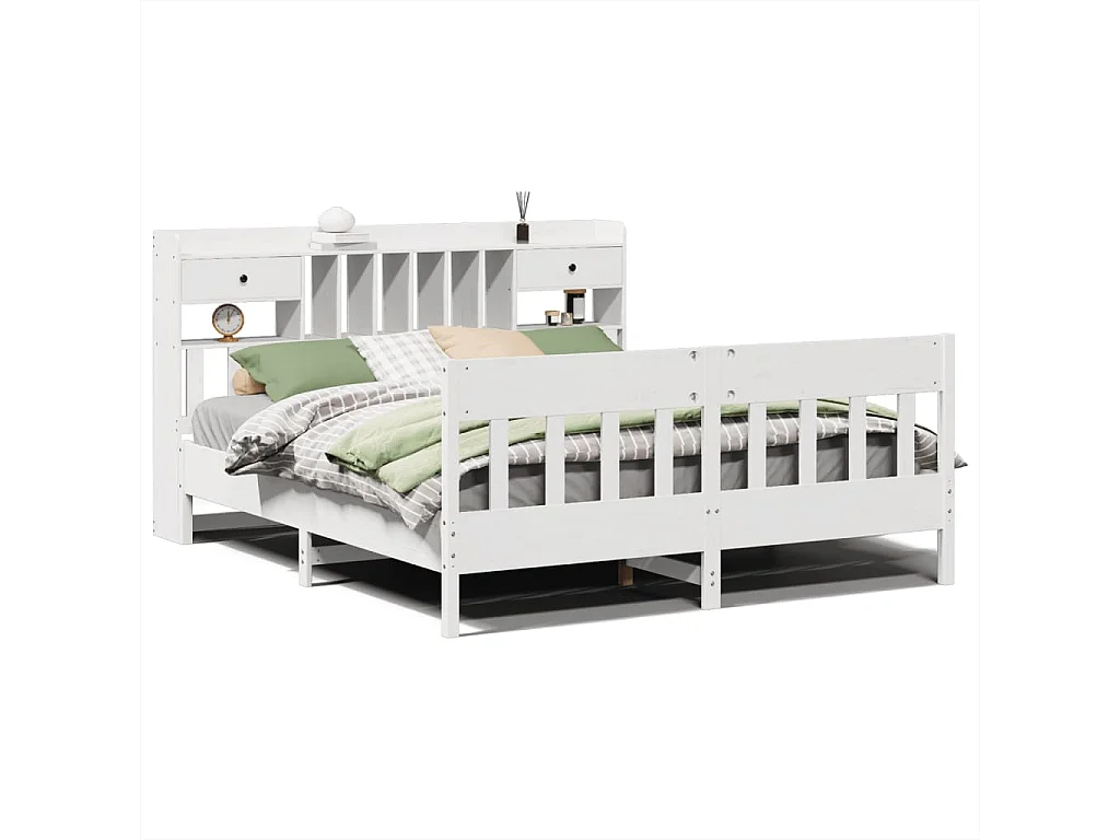 Bedframe zonder matras massief grenenhout wit 180x200 cm
