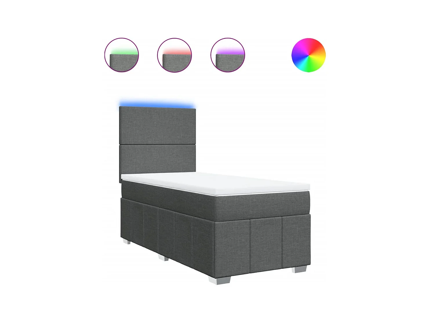 Giroletto a Molle con Materasso Grigio Scuro 90x200 cm Tessuto