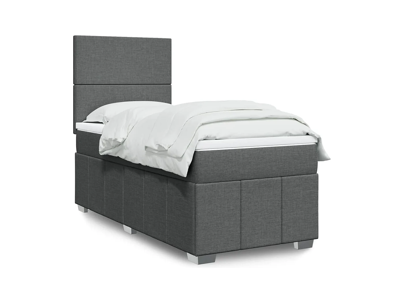 Sommier à lattes de lit avec matelas Gris foncé 90x200 cm Tissu