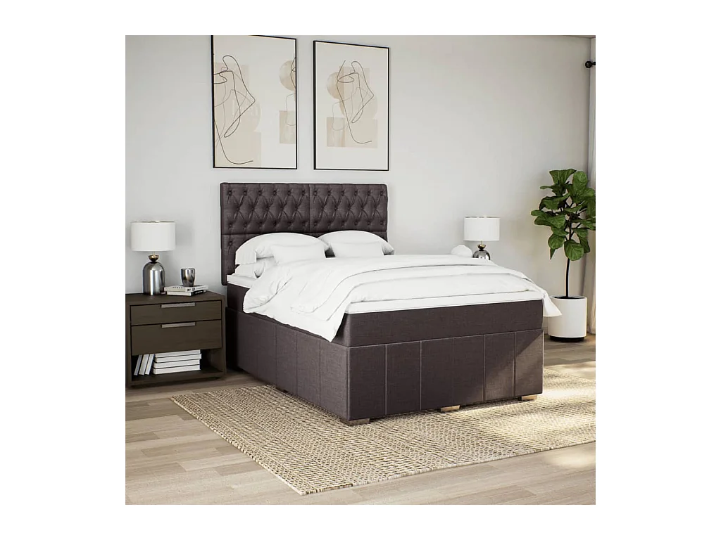 Sommier à lattes de lit avec matelas Marron foncé 160x200 cm