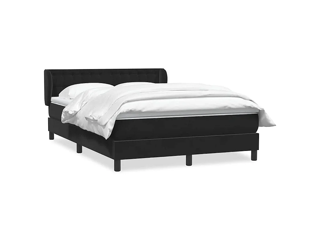 Cama box spring con colchón terciopelo negro 160x210 cm