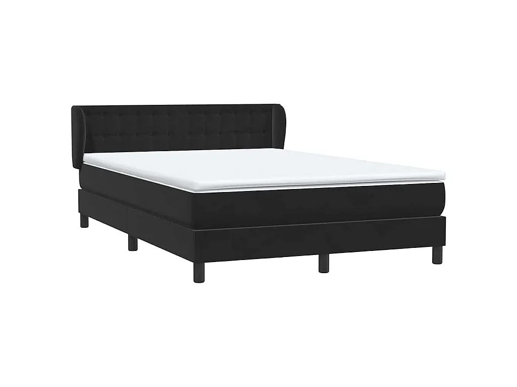 Cama box spring con colchón terciopelo negro 160x210 cm