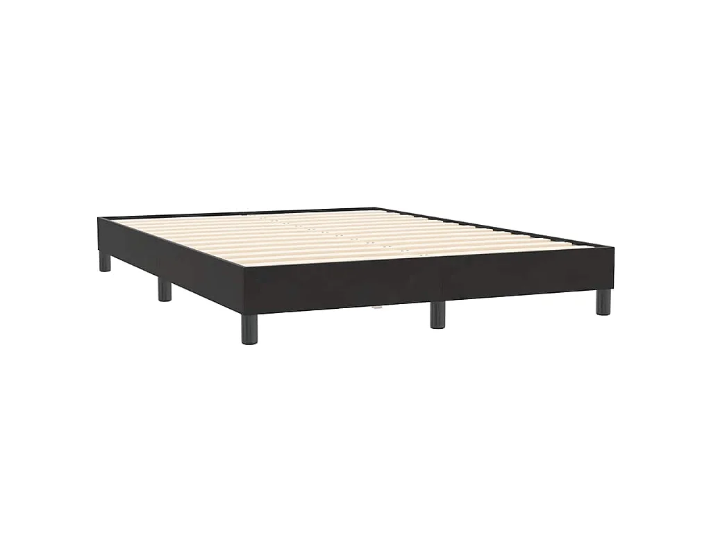 Cama box spring con colchón terciopelo negro 160x210 cm