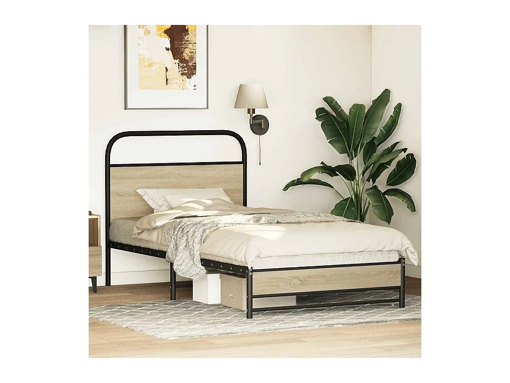 Cadre de lit sans matelas 90x190cm chêne sonoma bois ingénierie