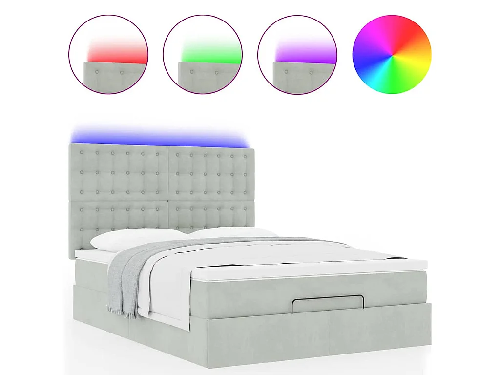 Estructura cama otomana con colchones gris claro 140x200cm