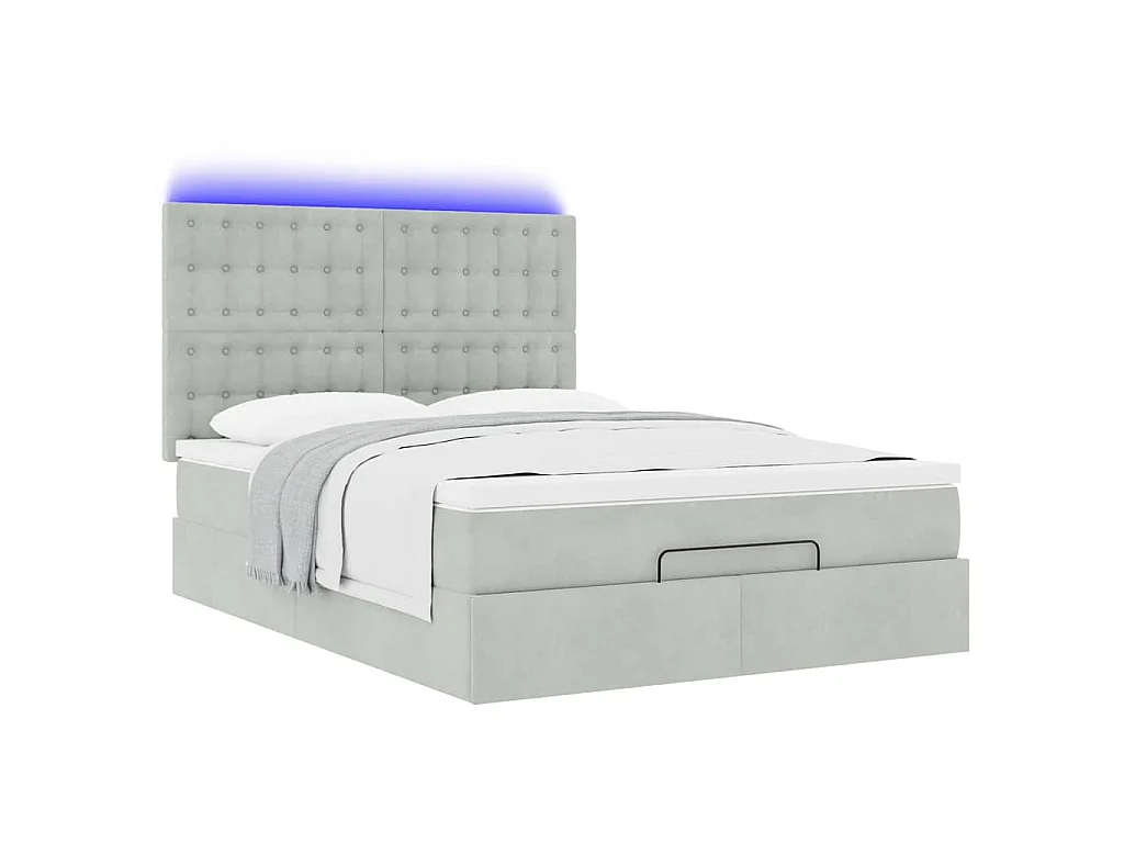 Estructura cama otomana con colchones gris claro 140x200cm