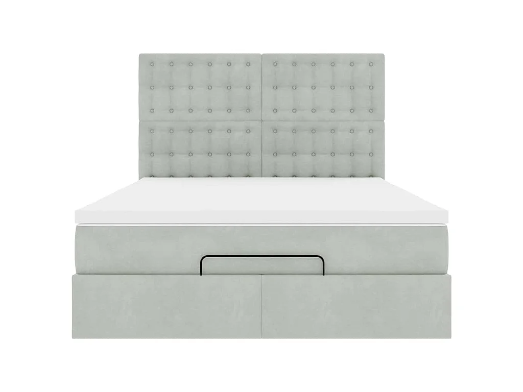 Estructura cama otomana con colchones gris claro 140x200cm