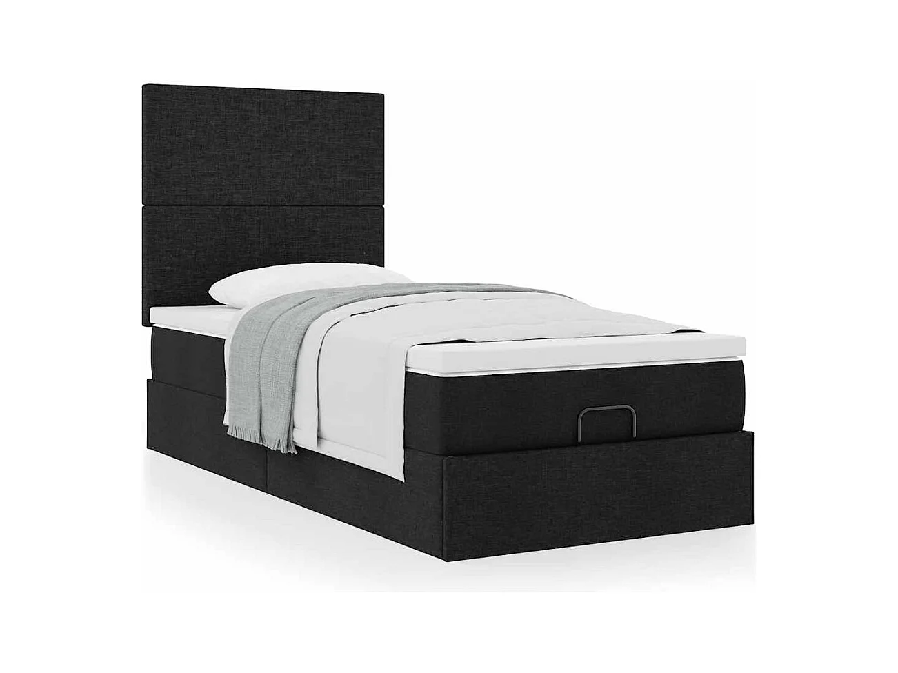 Lit ottoman avec matelas noir 90x200 cm tissu