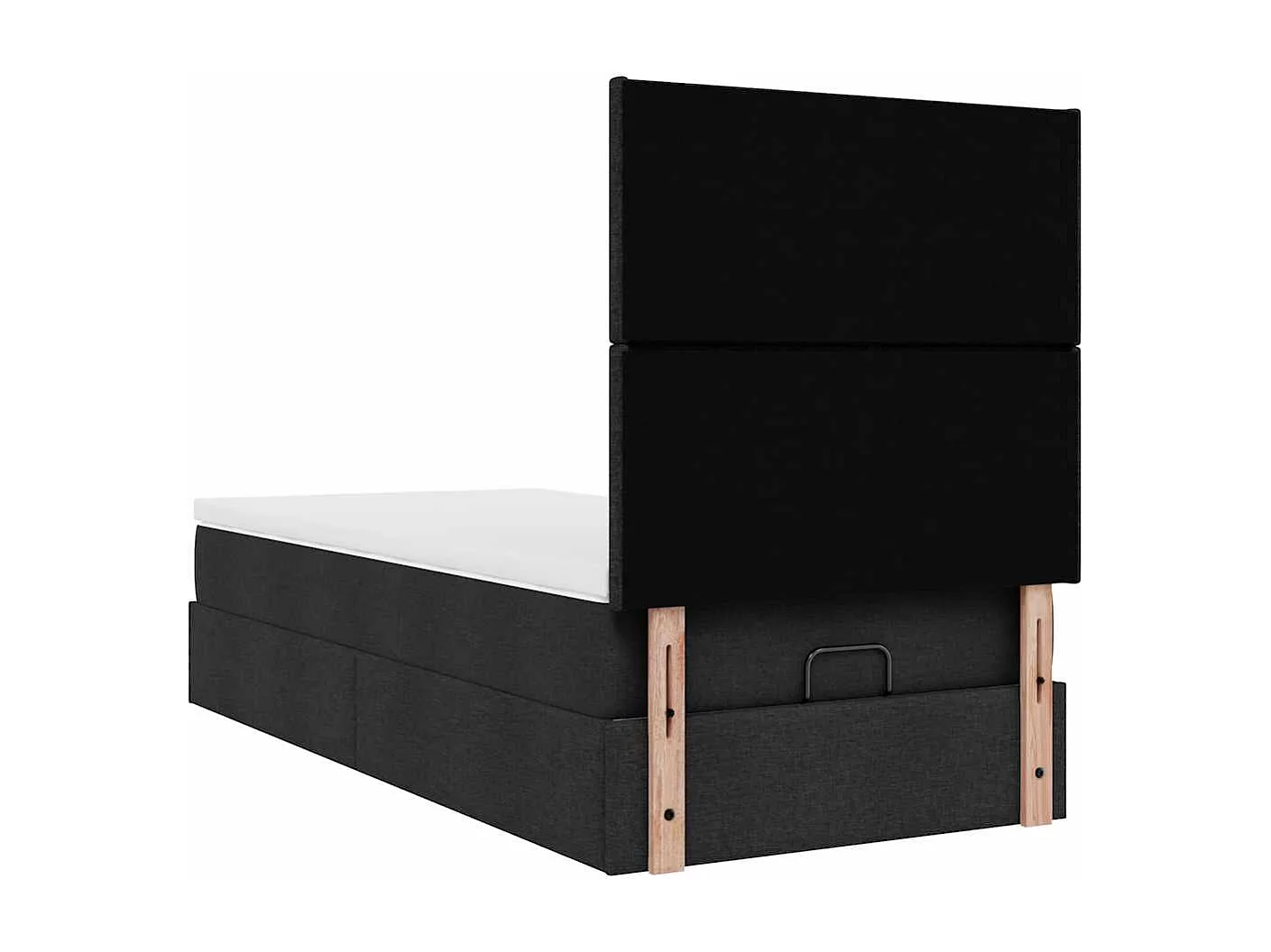 Lit ottoman avec matelas noir 90x200 cm tissu