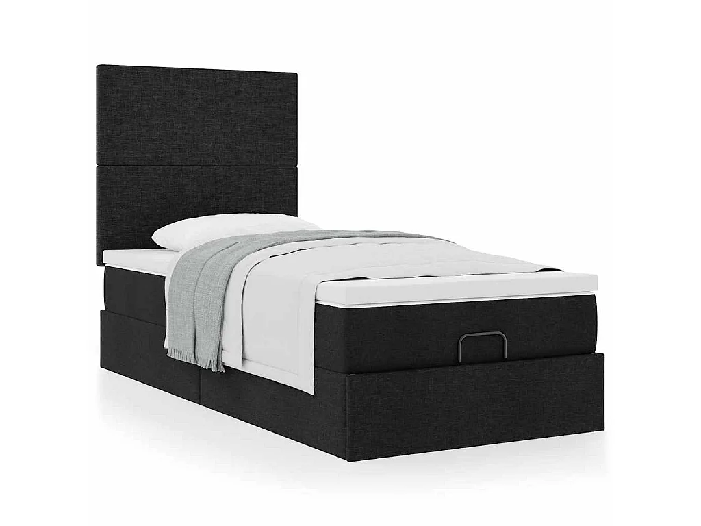 Bed met matras 90x200 cm stof zwart