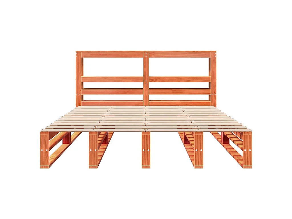 Giroletto con Testiera Marrone Cera 140x190 cm Massello Pino