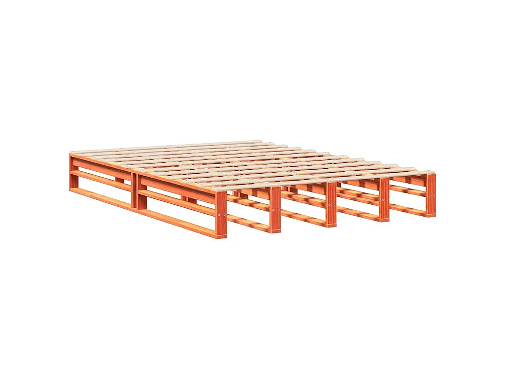 Giroletto con Testiera Marrone Cera 140x190 cm Massello Pino