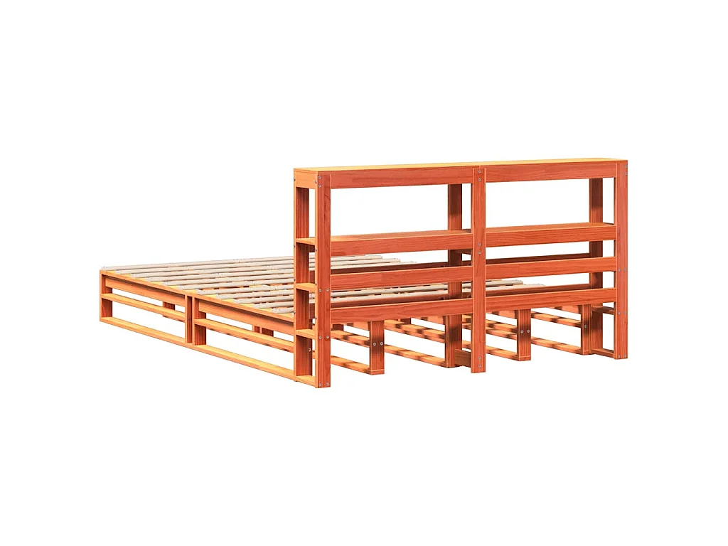 Giroletto con Testiera Marrone Cera 140x190 cm Massello Pino