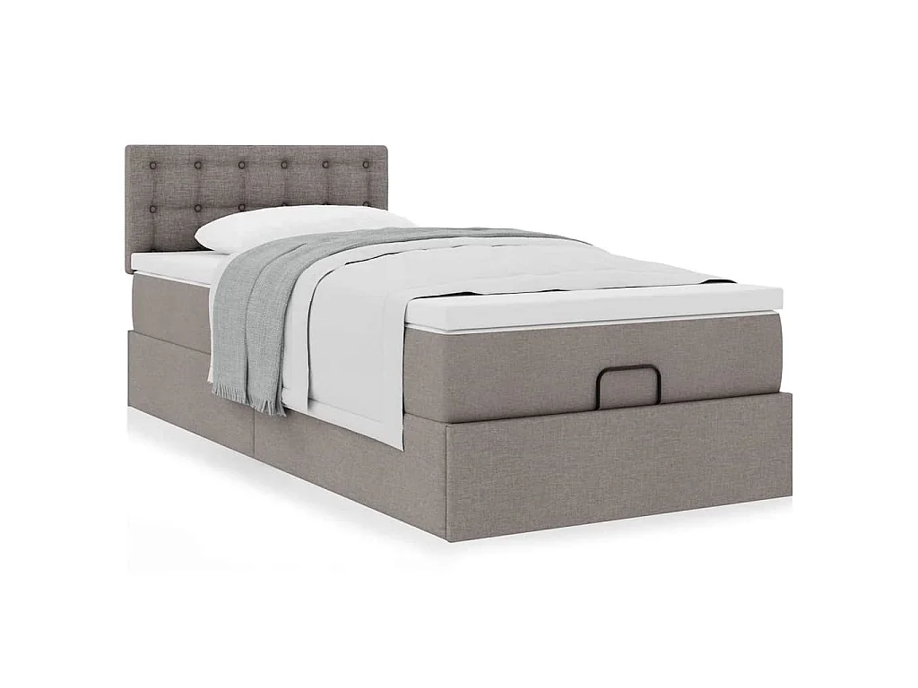 Ottoman bed met matras 90x190cm stof taupe