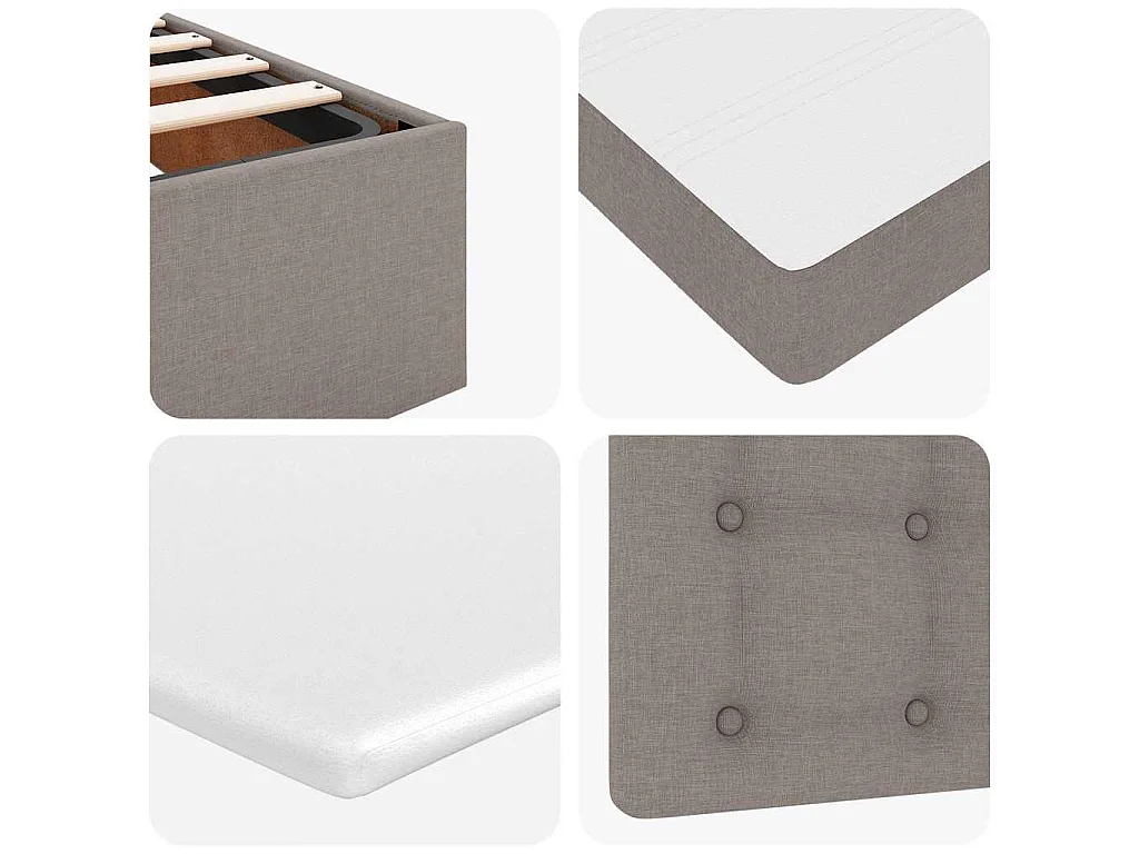 Cadre de lit ottoman avec matelas taupe 90x190 cm tissu
