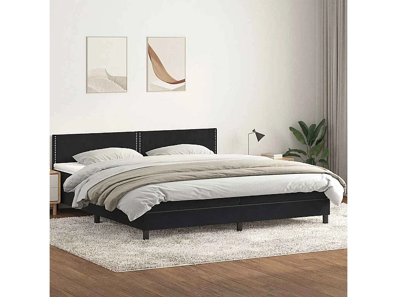 Cama com molas/colchão 180x220 cm veludo preto