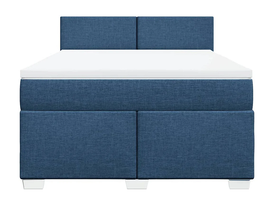 Sommier à lattes de lit avec matelas Bleu 140x190 cm Tissu