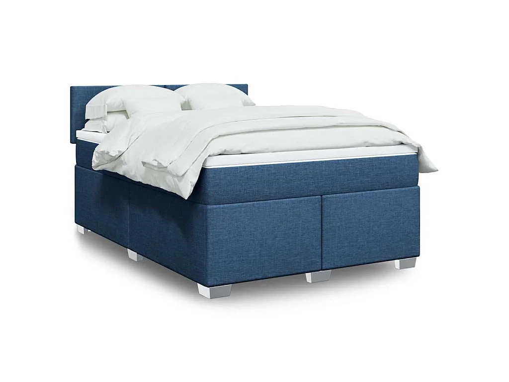 Boxspring met matras stof blauw 140x190 cm