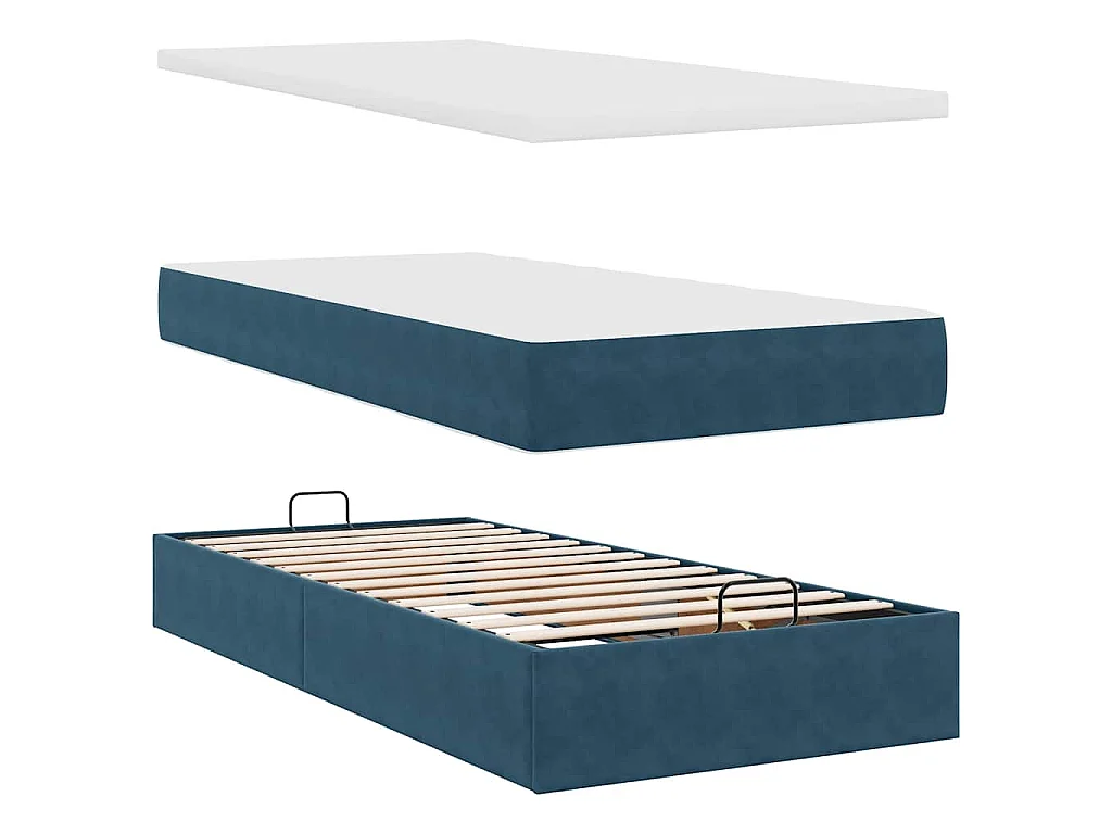 Struttura Letto Pouf con Materasso 90x190 cm in Velluto