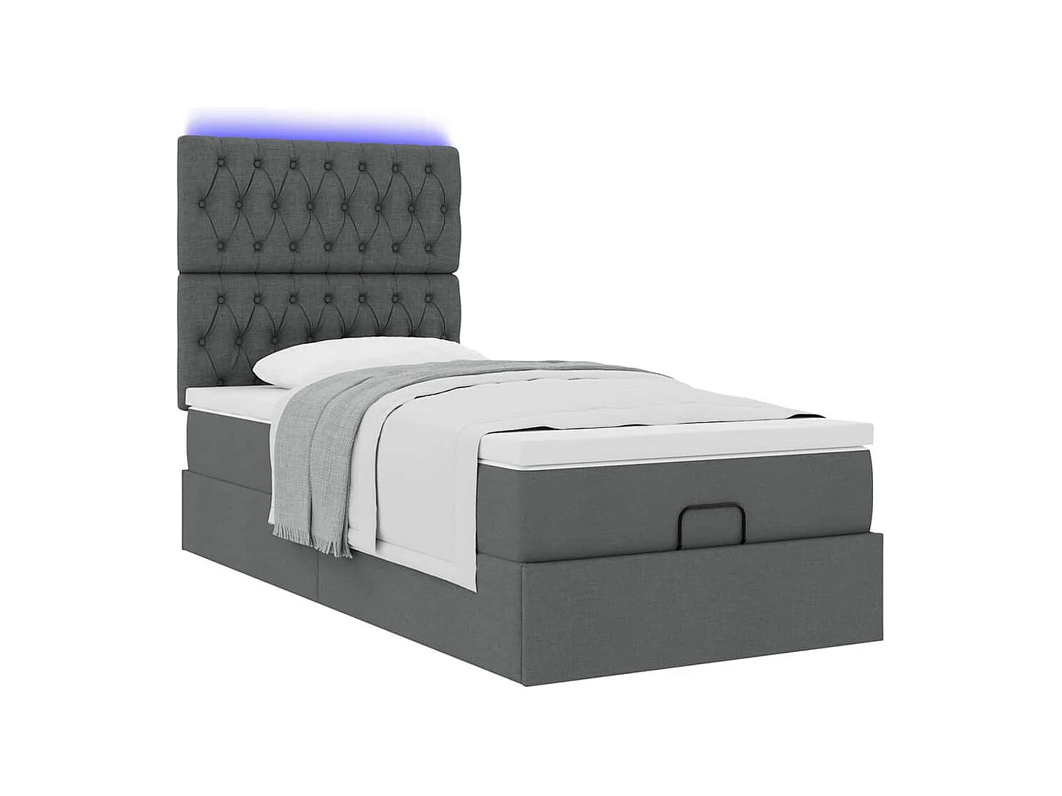 Ottoman bed met matras en LED's 100x200cm stof donkergrijs
