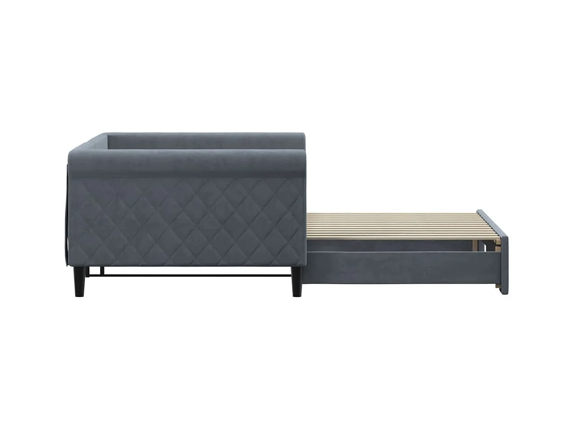 Lit de jour avec gigogne sans matelas gris foncé 100x200 cm