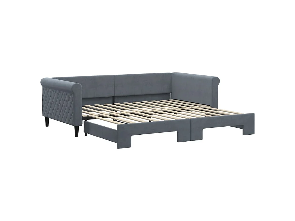 Tagesbett Ausziehbar Dunkelgrau 100x200 cm Samt