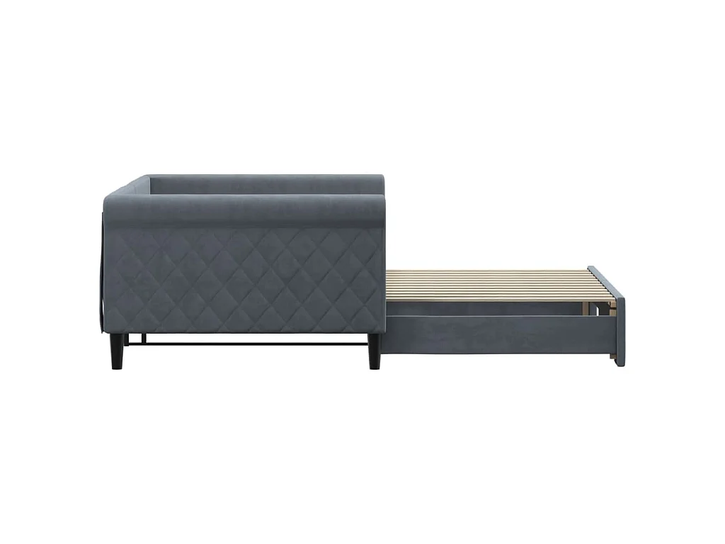 Divano Letto con Letto Estraibile Grigio Scuro 100x200 Velluto