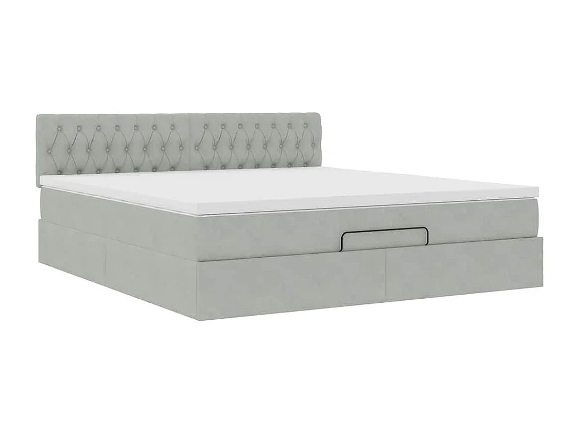 Ottoman bed met matras en LED's 160x200cm fluweel lichtgrijs