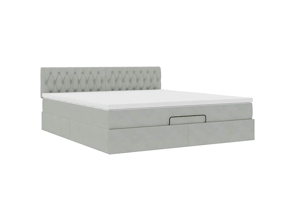 Struttura Letto Pouf con Materasso 160x200 cm in Velluto